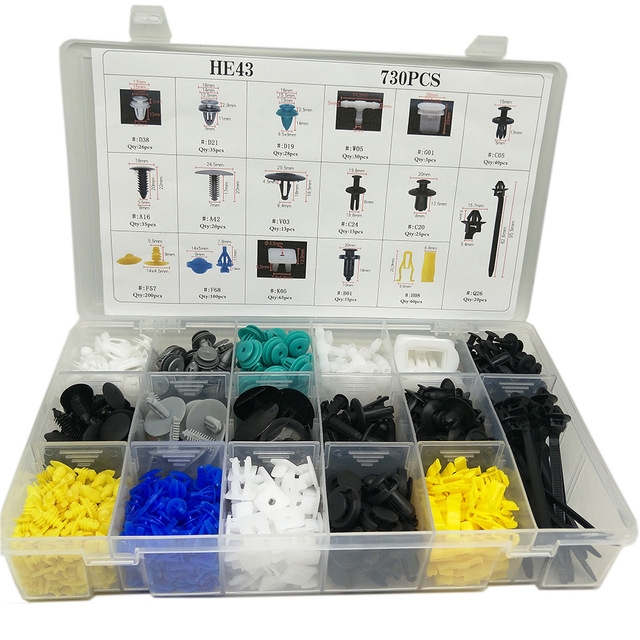 Mixed 730PCS Auto Fastener Car Universal Bumper Fixed Clamp Push Type Clip for All Car Fastener