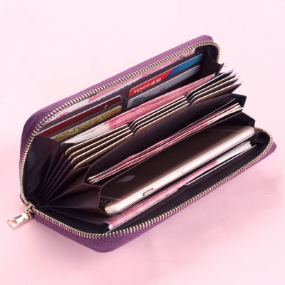 Creative lady leather long purse, zipper purse, high-capacity long wallet, hand bag