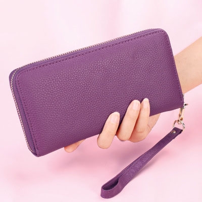 Creative lady leather long purse, zipper purse, high-capacity long wallet, hand bag