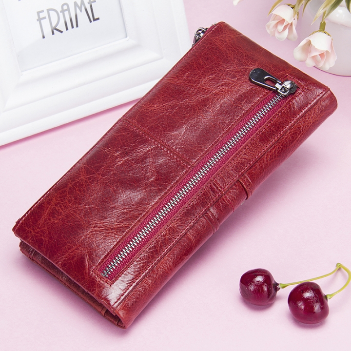 Women Purses Long Zipper Genuine Leather Ladies Clutch Bags With Cellphone Holder Card Holder Wallet