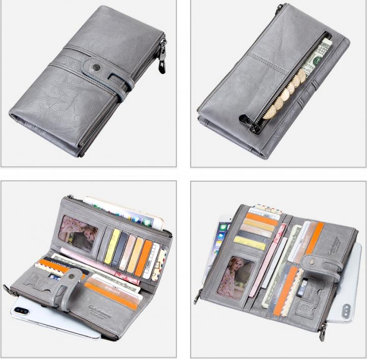Women Purses Long Zipper Genuine Leather Ladies Clutch Bags With Cellphone Holder Card Holder Wallet