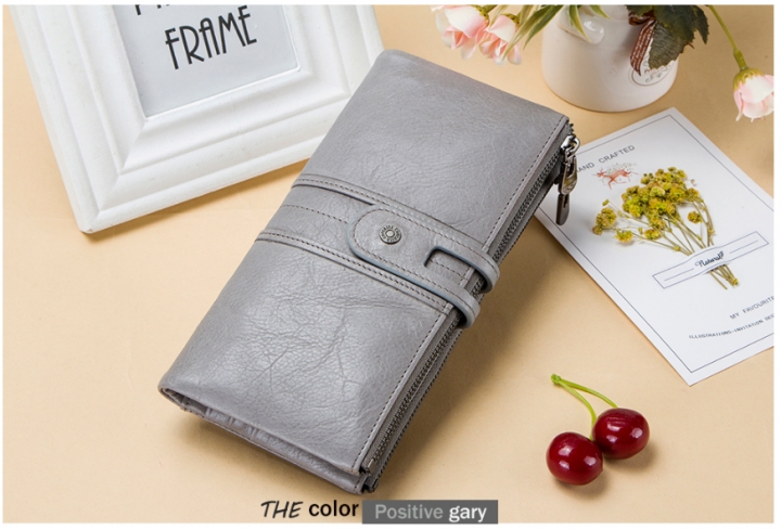 Women Purses Long Zipper Genuine Leather Ladies Clutch Bags With Cellphone Holder Card Holder Wallet
