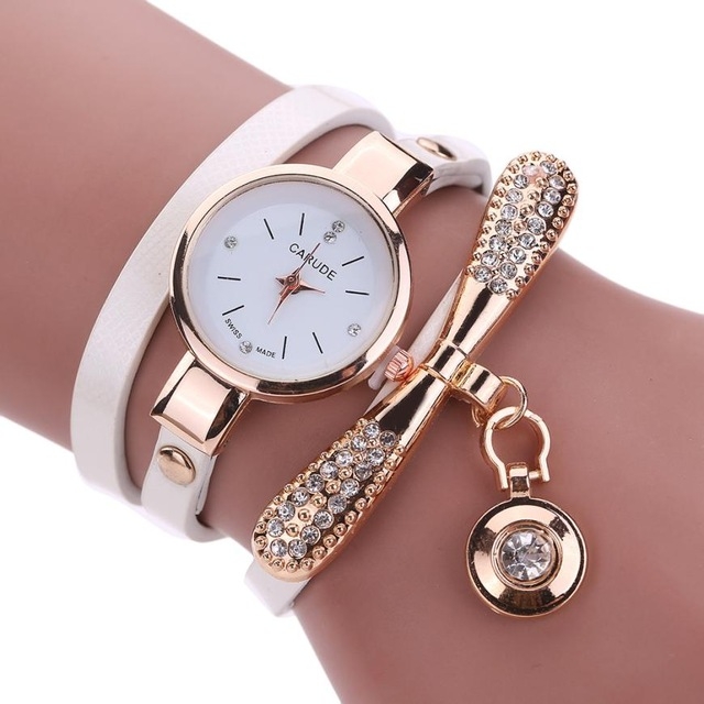 Women Watches Fashion Casual Bracelet Women Leather Rhinestone Quartz Watch Clock Female