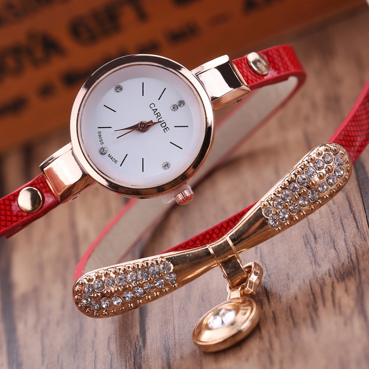 Women Watches Fashion Casual Bracelet Women Leather Rhinestone Quartz Watch Clock Female