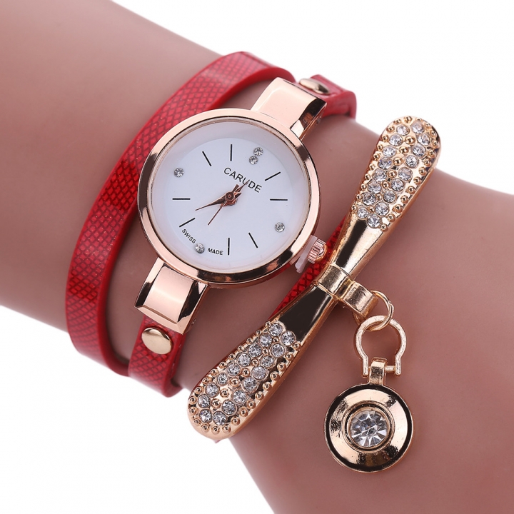 Women Watches Fashion Casual Bracelet Women Leather Rhinestone Quartz Watch Clock Female