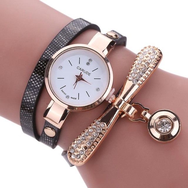 Women Watches Fashion Casual Bracelet Women Leather Rhinestone Quartz Watch Clock Female