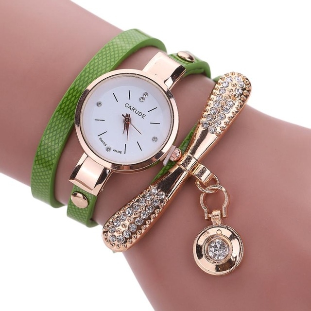Women Watches Fashion Casual Bracelet Women Leather Rhinestone Quartz Watch Clock Female