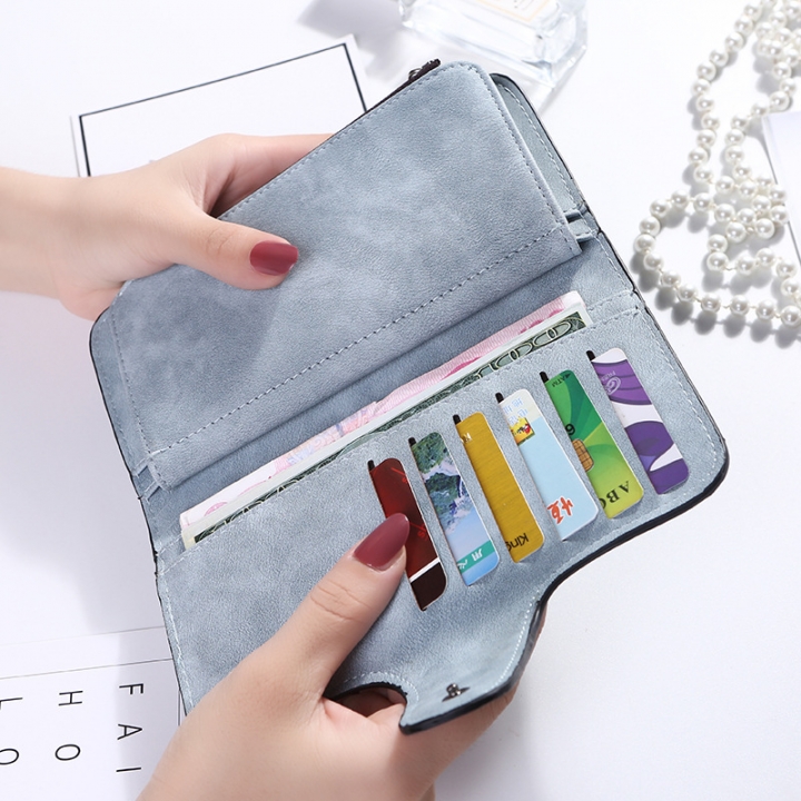 Women Scrub Leather Lady Purses High Quality Ladies Clutch Wallet Long Female Wallet