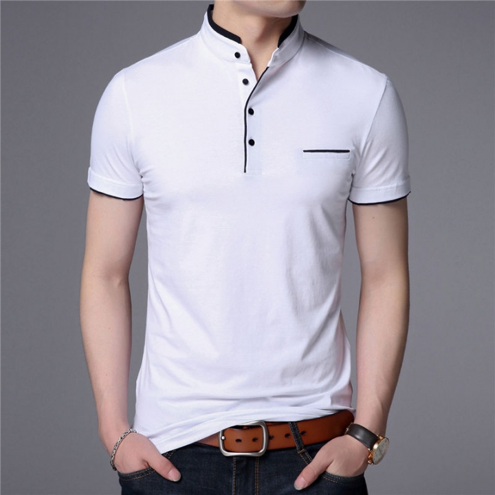 Collar Short Sleeve Tee Shirt Men 2018 Spring Summer Men Brand Clothing Slim Fit Cotton T-Shirts