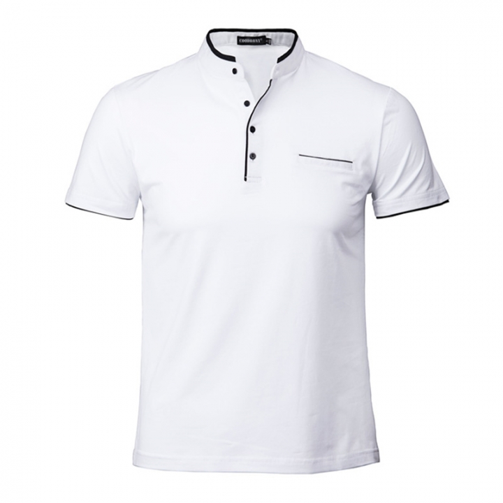 Collar Short Sleeve Tee Shirt Men 2018 Spring Summer Men Brand Clothing Slim Fit Cotton T-Shirts