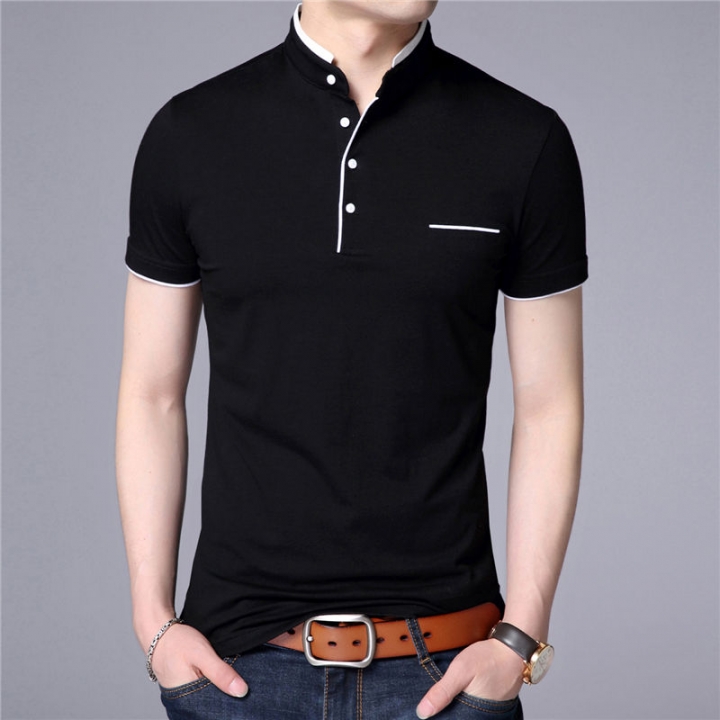 Collar Short Sleeve Tee Shirt Men 2018 Spring Summer Men Brand Clothing Slim Fit Cotton T-Shirts