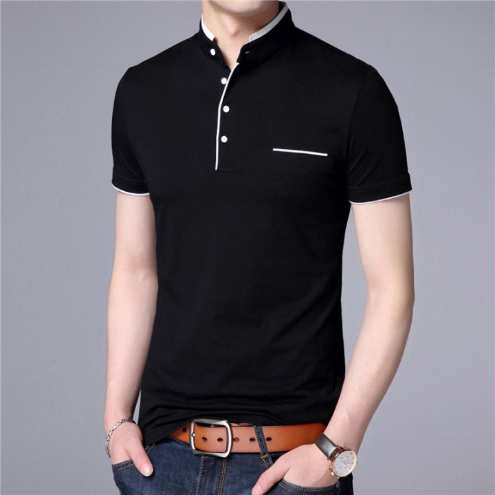 Collar Short Sleeve Tee Shirt Men 2018 Spring Summer Men Brand Clothing Slim Fit Cotton T-Shirts