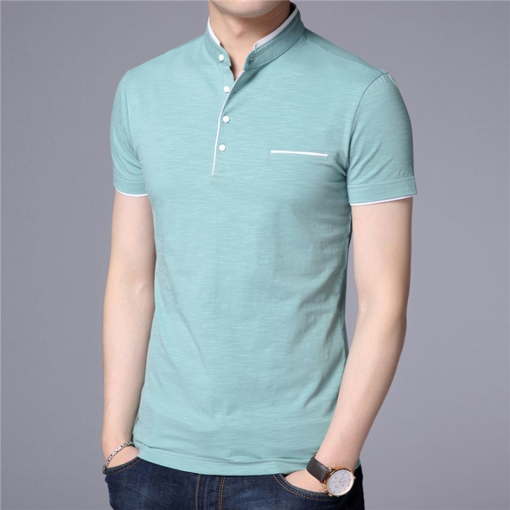 Collar Short Sleeve Tee Shirt Men 2018 Spring Summer Men Brand Clothing Slim Fit Cotton T-Shirts
