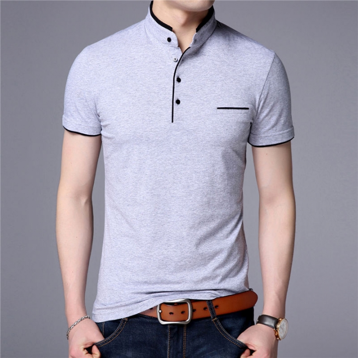 Collar Short Sleeve Tee Shirt Men 2018 Spring Summer Men Brand Clothing Slim Fit Cotton T-Shirts