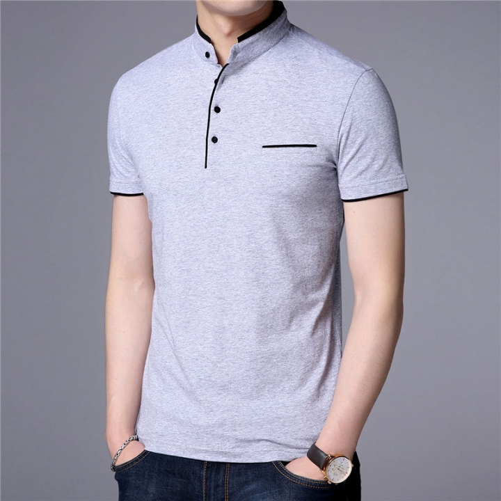 Collar Short Sleeve Tee Shirt Men 2018 Spring Summer Men Brand Clothing Slim Fit Cotton T-Shirts