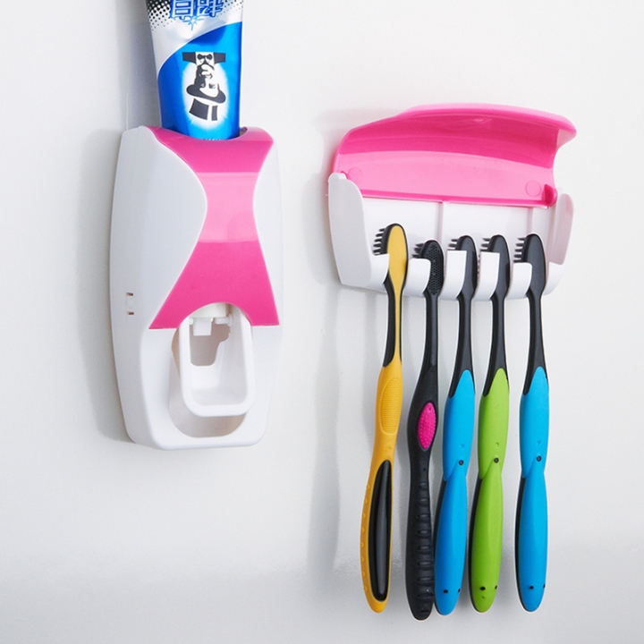 Creative Automatic Plastic Lazy Toothpaste Dispenser 5Toothbrush Holder Bathroom Bathing Accessories