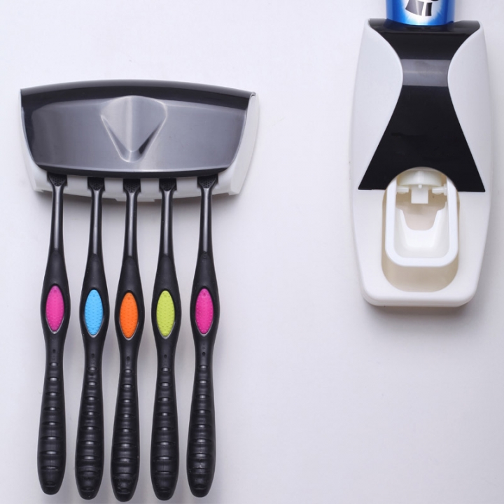 Creative Automatic Plastic Lazy Toothpaste Dispenser 5Toothbrush Holder Bathroom Bathing Accessories