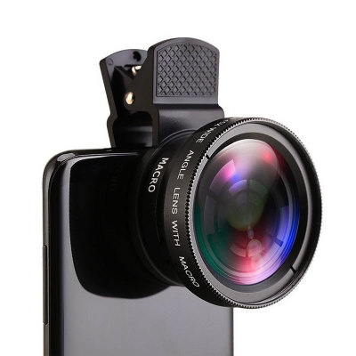 2 In 1 Mobile Phone Lens 0.45x Super Wide Angle 12.5x Macro HD Camera Lens For iPhone 12 11 8 7 6 XS Huawei Xiaomi Samsung