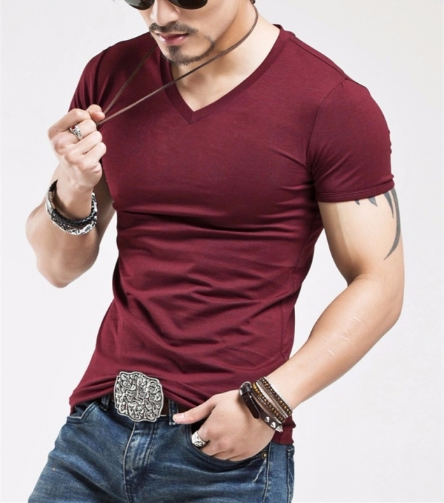 2018 Brand Clothing V neck Men's T Shirt Men Fashion Tshirts Fitness Casual For Male T-shirt