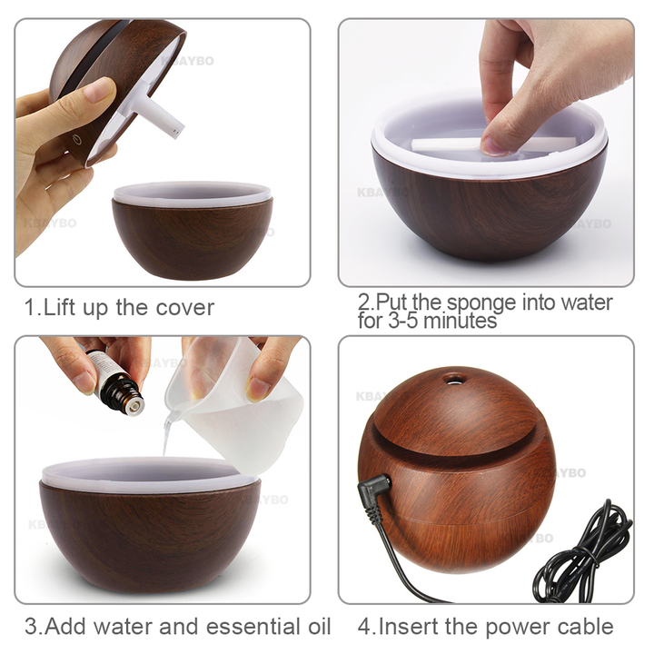 USB Aroma Essential Oil Diffuser Ultrasonic Cool Mist Humidifier Air Purifier 7Color LED Night light