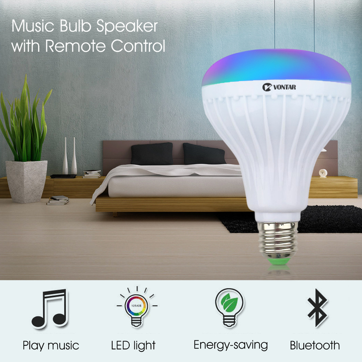 Wireless Bluetooth Speaker RGB Bulb LED Lamp Smart Led Light Music Player Audio with Remote Control