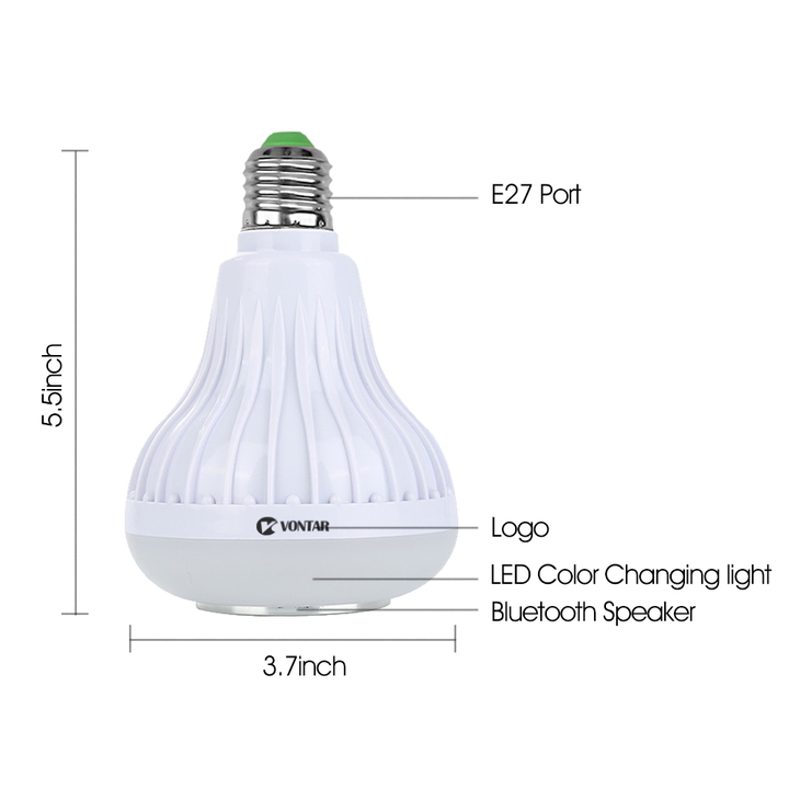 Wireless Bluetooth Speaker RGB Bulb LED Lamp Smart Led Light Music Player Audio with Remote Control