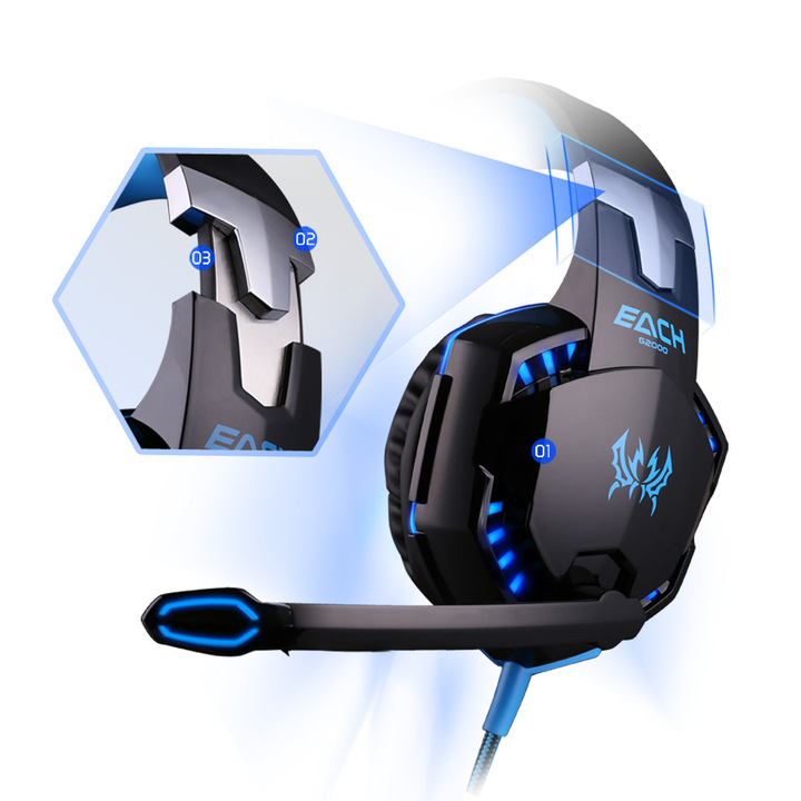 G2000 Computer Stereo Gaming Headphones casque Deep Bass Game Earphone Headset with Mic LED Light