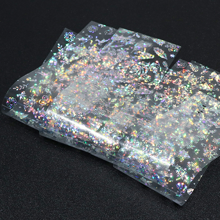 8 Christmas patterns Foils For Nail Holographic Laser Nails Transfer Sticker Clear/Black Starry view 3