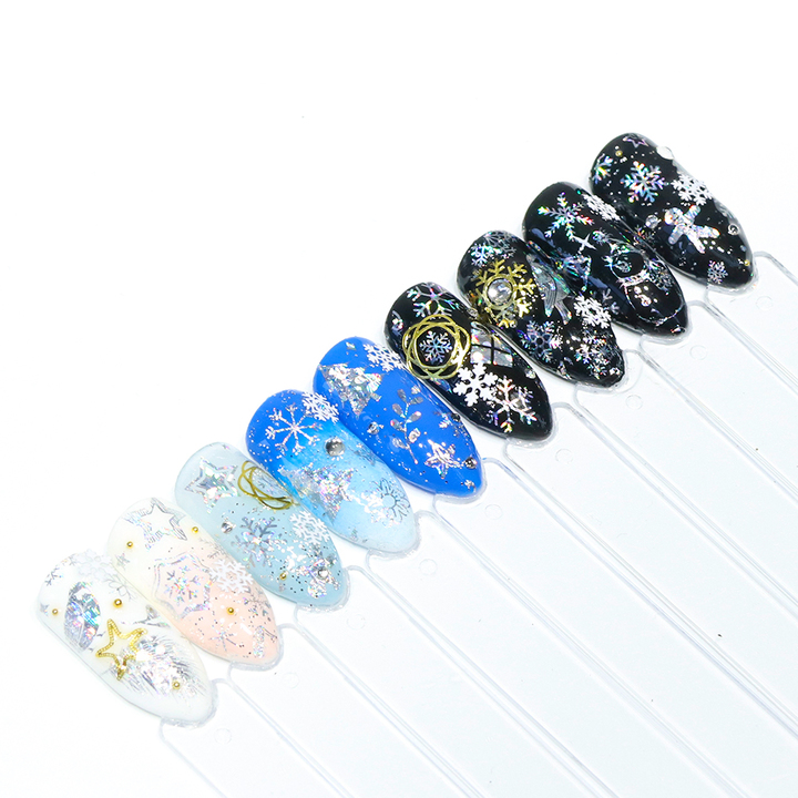 8 Christmas patterns Foils For Nail Holographic Laser Nails Transfer Sticker Clear/Black Starry view 5