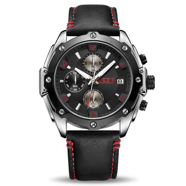multi-function Alarm Chronograph men Watch Blue Business Leather Quartz Watch Men Military watches