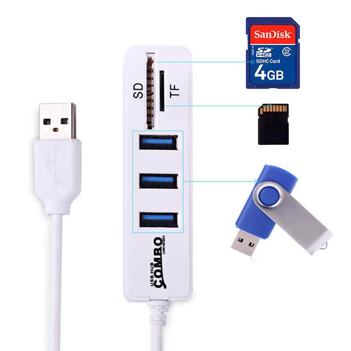 2.0 Hub 6 Ports USB Splitter Hub 2.0 High Speed Multi USB Combo SD/TF Card Reader Hub For Laptop PC
