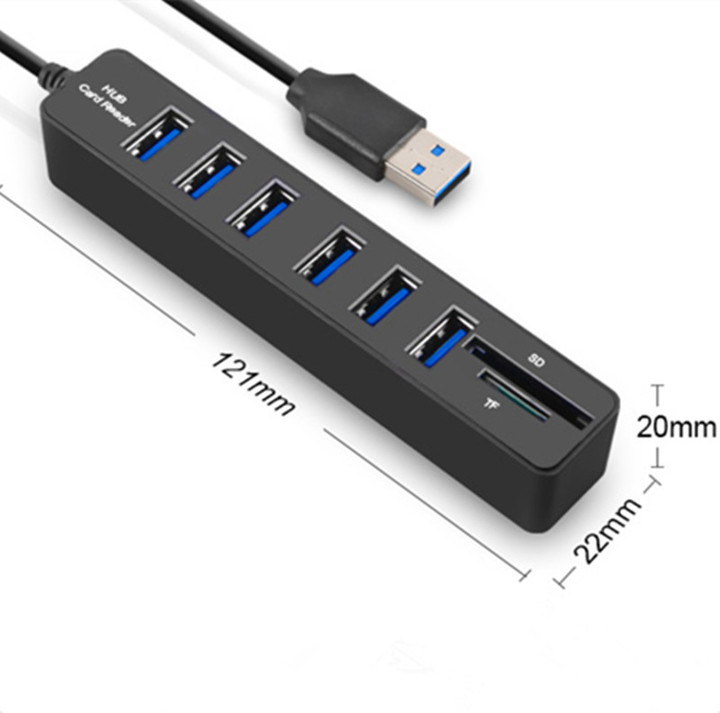 2.0 Hub 6 Ports USB Splitter Hub 2.0 High Speed Multi USB Combo SD/TF Card Reader Hub For Laptop PC