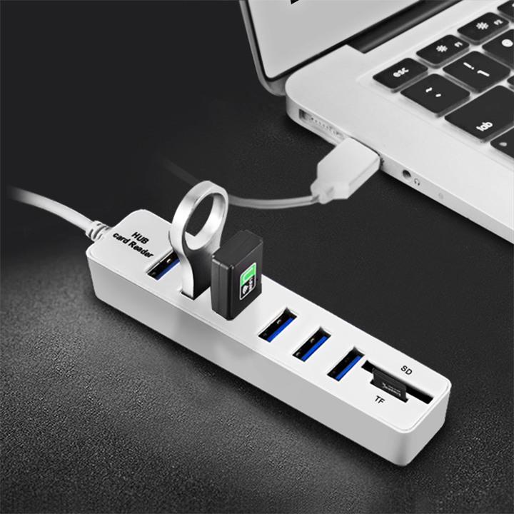 2.0 Hub 6 Ports USB Splitter Hub 2.0 High Speed Multi USB Combo SD/TF Card Reader Hub For Laptop PC