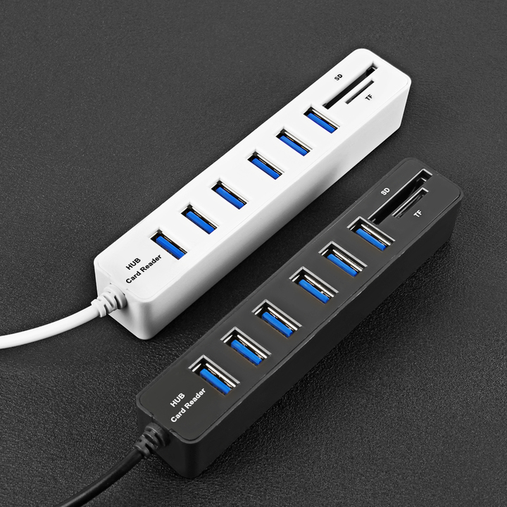 2.0 Hub 6 Ports USB Splitter Hub 2.0 High Speed Multi USB Combo SD/TF Card Reader Hub For Laptop PC