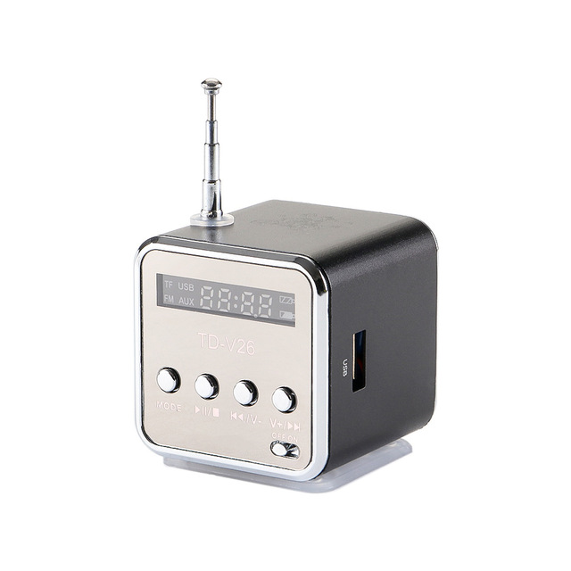 TD-V26 Mini Speaker Portable MP3 Music Player  LCD Support FM Radio Micro TF SD Stereo Loudspeaker