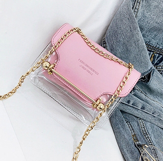 2018 New PU Transparent Hand-held Bag Waterproof Slant-span Single Shoulder Bag Fashion Women's Bag
