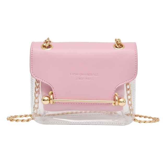 2018 New PU Transparent Hand-held Bag Waterproof Slant-span Single Shoulder Bag Fashion Women's Bag
