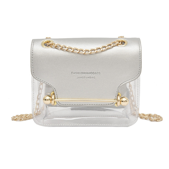 2018 New PU Transparent Hand-held Bag Waterproof Slant-span Single Shoulder Bag Fashion Women's Bag