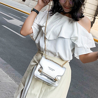 2018 New PU Transparent Hand-held Bag Waterproof Slant-span Single Shoulder Bag Fashion Women's Bag