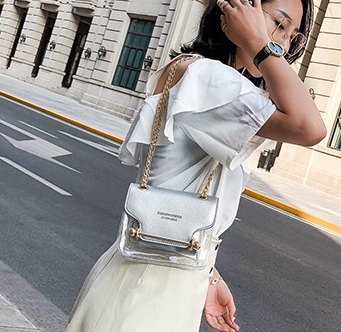 2018 New PU Transparent Hand-held Bag Waterproof Slant-span Single Shoulder Bag Fashion Women's Bag