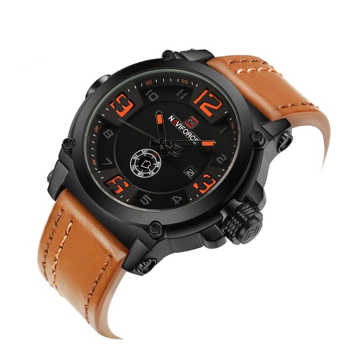 Fashion Mens Watches Naviforce Militray Sport Quartz Men Watch Leather Waterproof Male Wristwatches