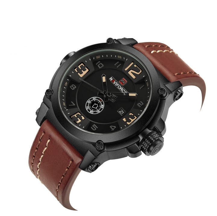 Fashion Mens Watches Naviforce Militray Sport Quartz Men Watch Leather Waterproof Male Wristwatches