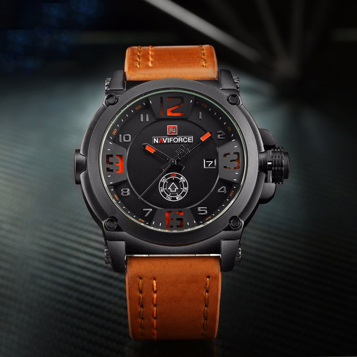 Fashion Mens Watches Naviforce Militray Sport Quartz Men Watch Leather Waterproof Male Wristwatches