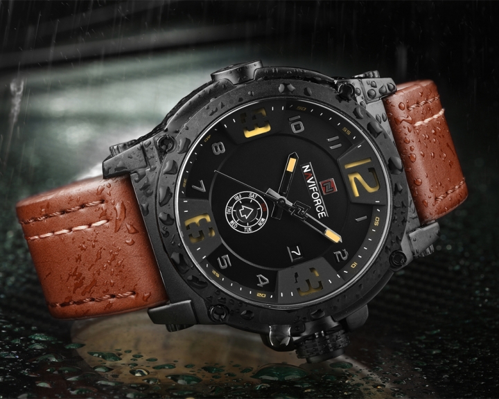 Fashion Mens Watches Naviforce Militray Sport Quartz Men Watch Leather Waterproof Male Wristwatches
