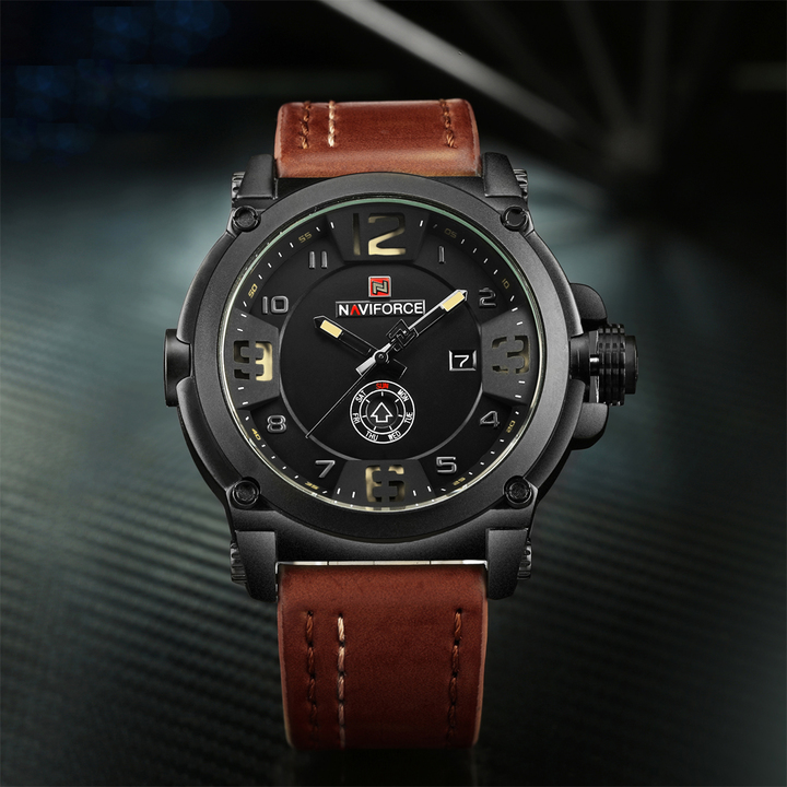 Fashion Mens Watches Naviforce Militray Sport Quartz Men Watch Leather Waterproof Male Wristwatches