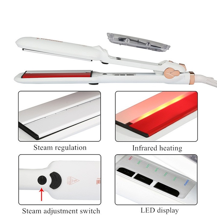 Multi-function infrared clamp plate Steam Hair Straightener Infrared Heating straight hair Tool