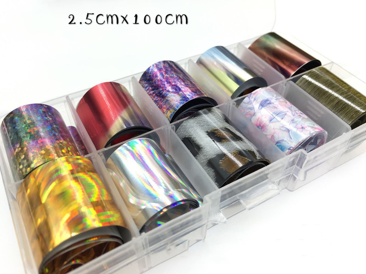 Holographic Nail Foil Set Transparent AB Color Nail Art Sticker Manicure DIY Nail Sticker Decoration view 6