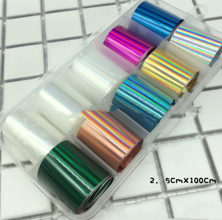 Holographic Nail Foil Set Transparent AB Color Nail Art Sticker Manicure DIY Nail Sticker Decoration view 7