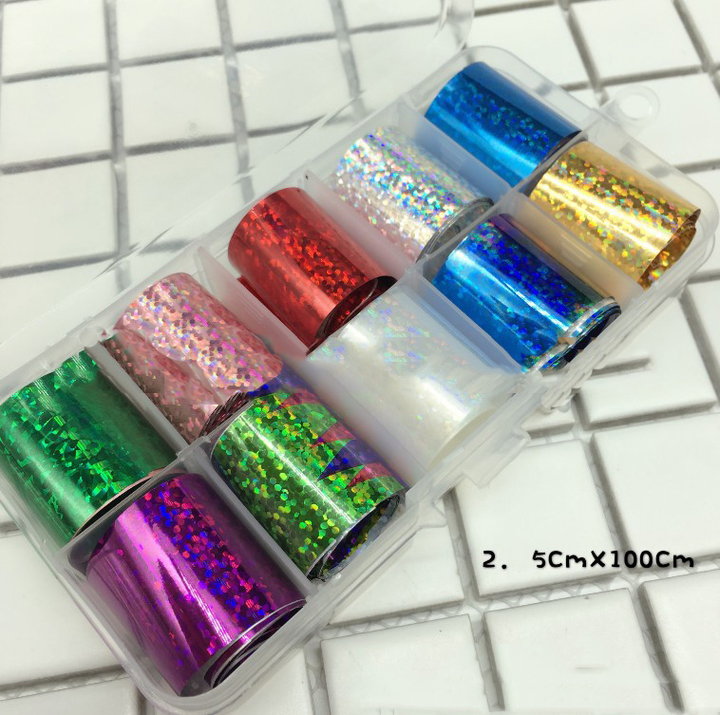 Holographic Nail Foil Set Transparent AB Color Nail Art Sticker Manicure DIY Nail Sticker Decoration view 8