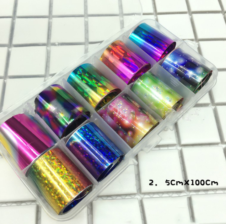 Holographic Nail Foil Set Transparent AB Color Nail Art Sticker Manicure DIY Nail Sticker Decoration view 9
